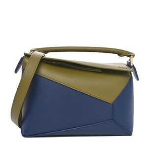 Loewe Two-Tone Olive Green and Navy Puzzle Shoulder Bag